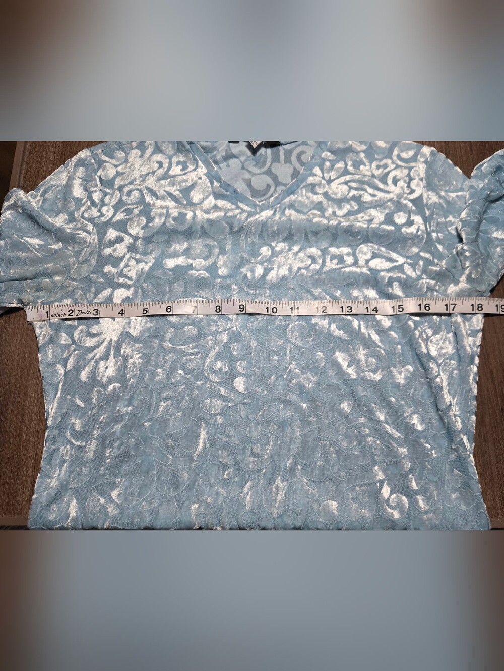 Guess Light Blue Velvet Burnout Long-Sleeve V-Neck Top - Picture 4 of 4